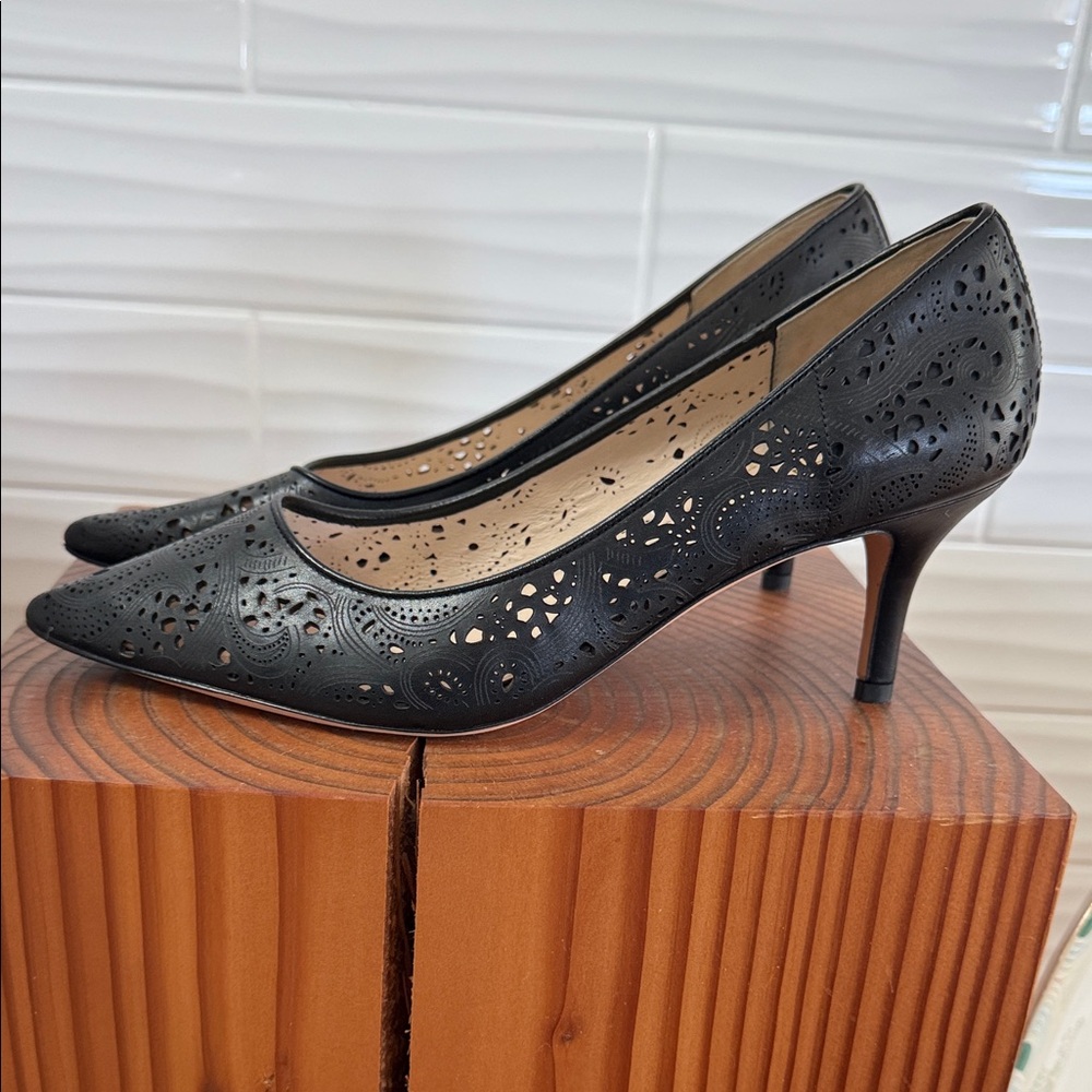 Cole Haan Grande Series-  Black Laser Cutout Kitten Heels